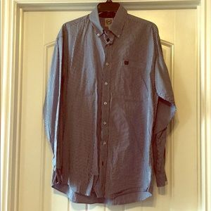 Blue stripe men’s cinch button down